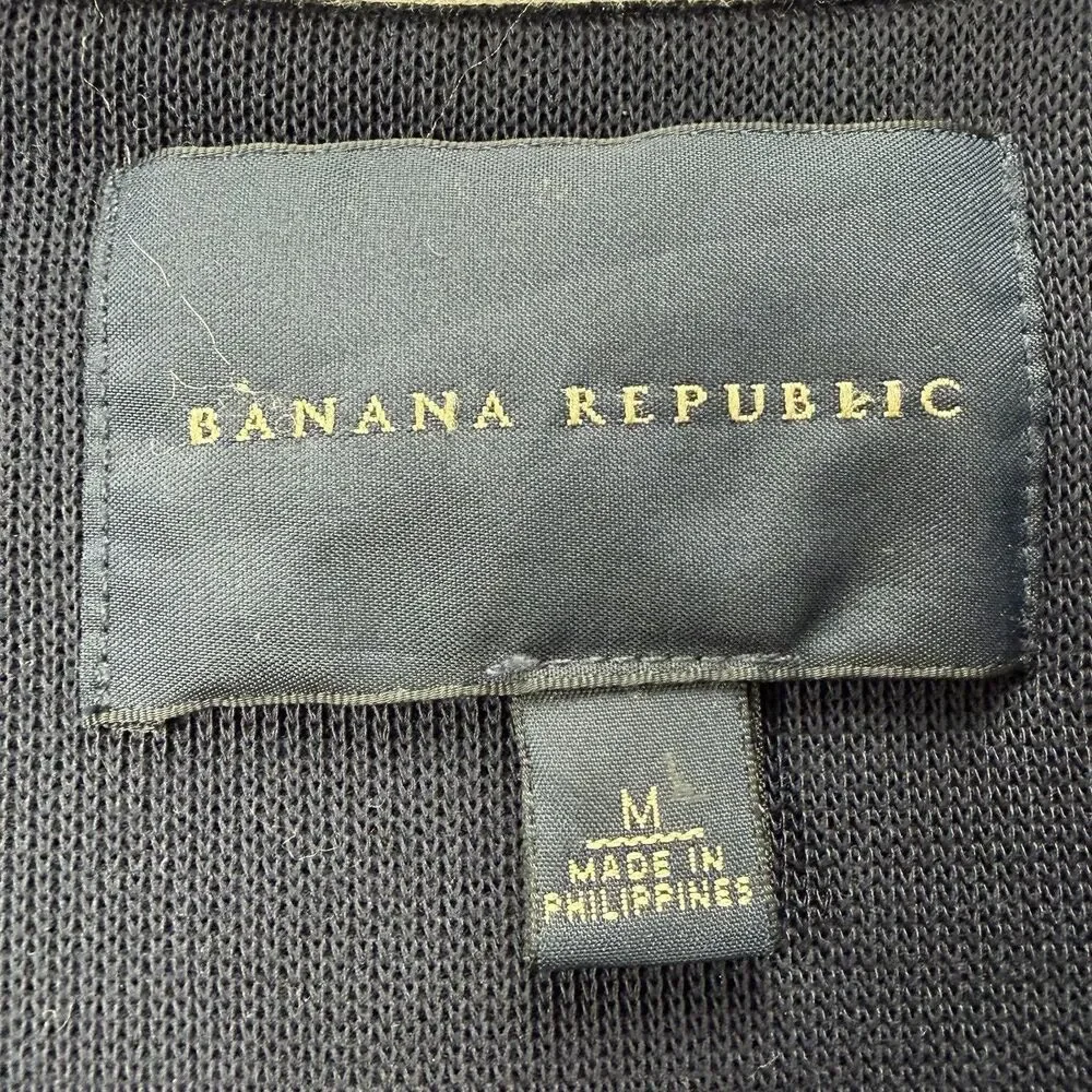 Banana Republic Mens Navy Blue Mixed Media Military‎ Utility Zip Jacket Medium